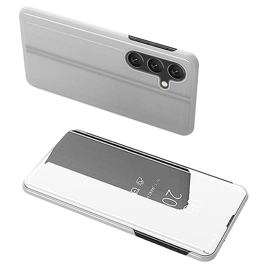 For Samsung Galaxy A16 5G / A16 4G Case View Window Stand Leather Flip Phone Cover - Silver