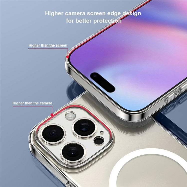 XUNDD XDD-0010 For iPhone 16 Pro Case Compatible with MagSafe Cover Ultra-Thin Clear PC Phone Cover - Pink