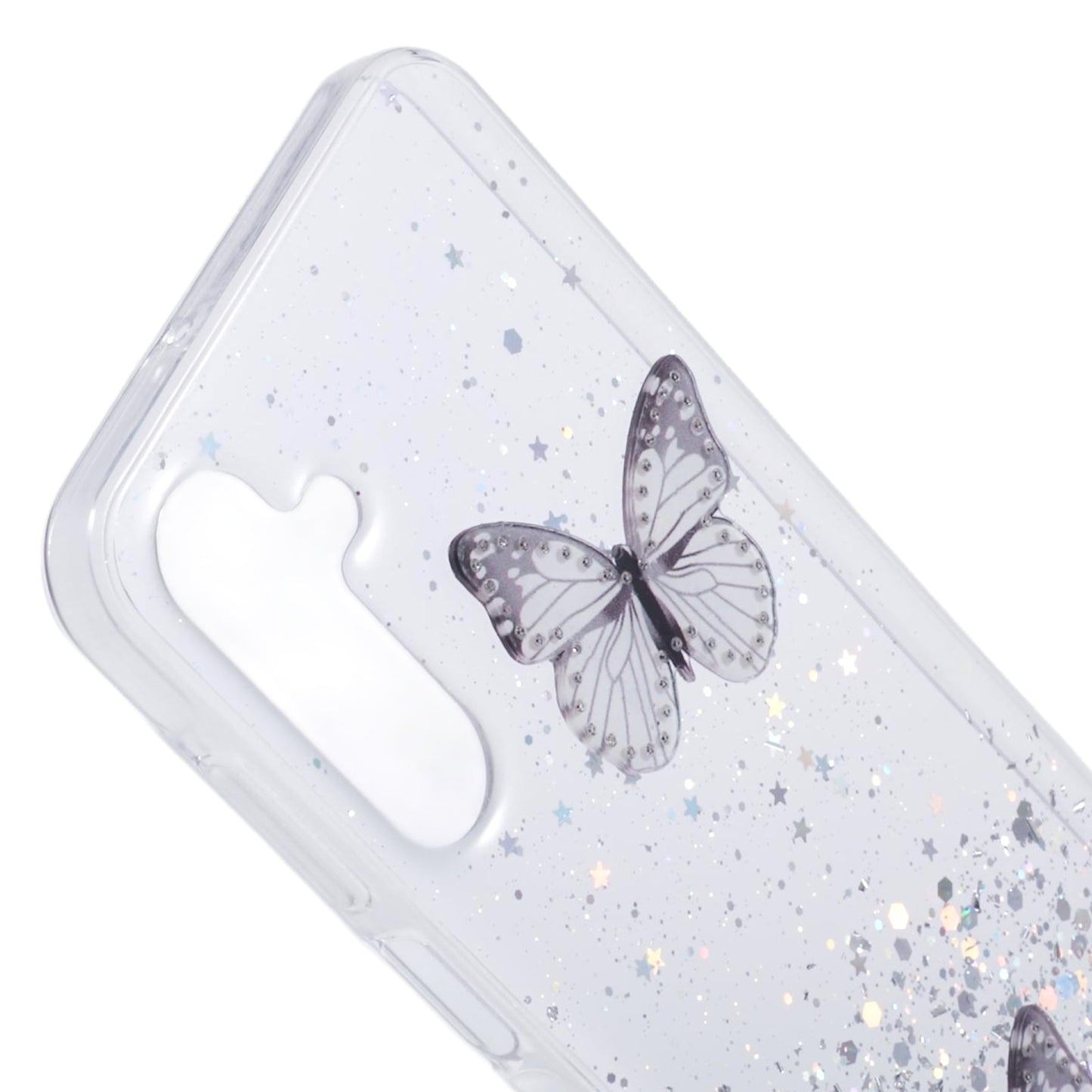AW Series For Samsung Galaxy A16 5G / A16 4G Case Epoxy PVC Butterfly TPU Aesthetics Phone Cover - White