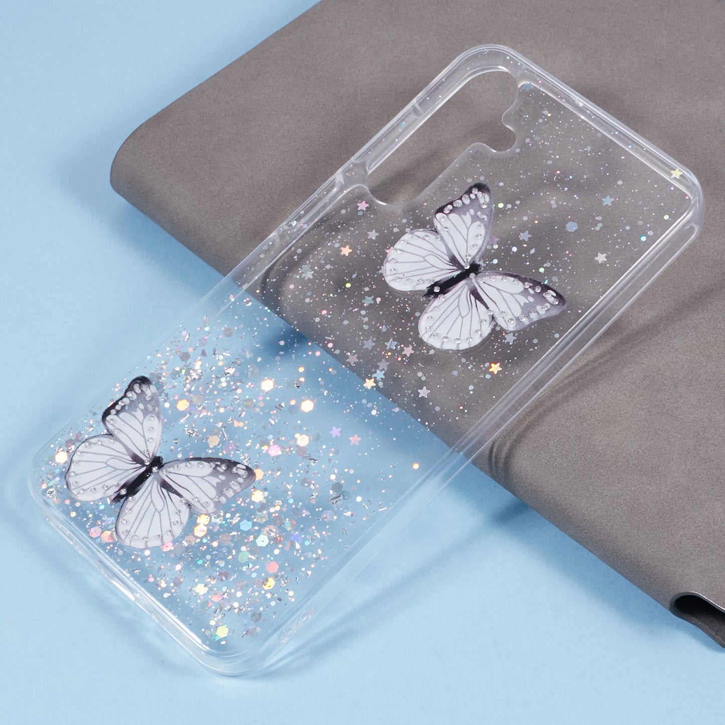 AW Series For Samsung Galaxy A16 5G / A16 4G Case Epoxy PVC Butterfly TPU Aesthetics Phone Cover - White