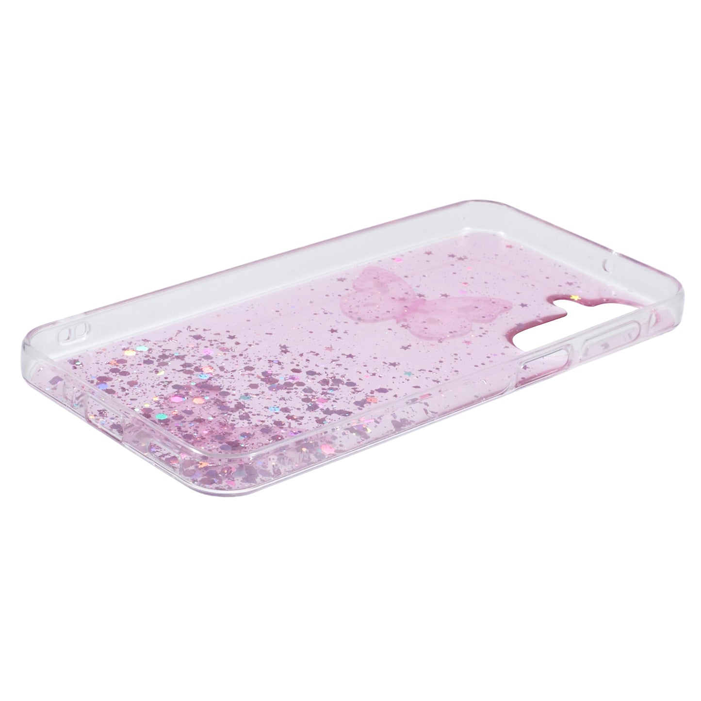 AW Series For Samsung Galaxy A16 5G / A16 4G Case Epoxy PVC Butterfly TPU Aesthetics Phone Cover - Pink
