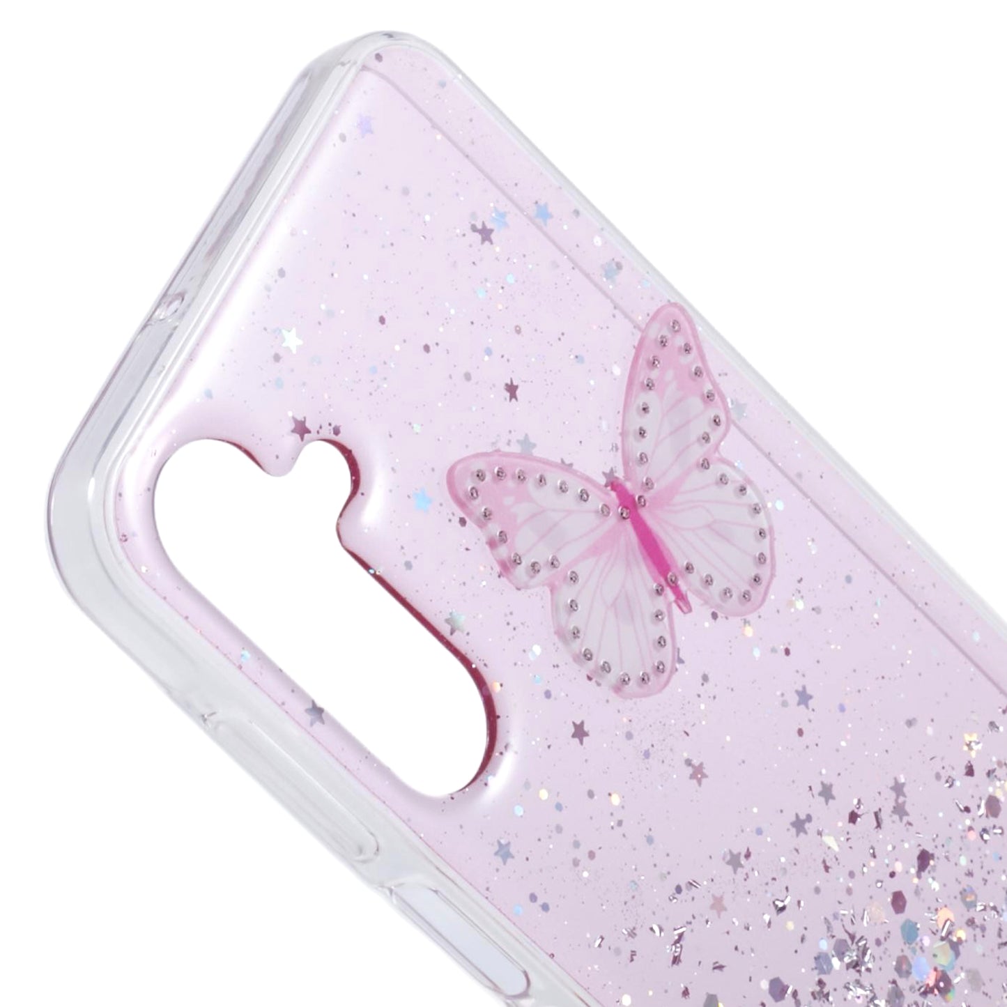 AW Series For Samsung Galaxy A16 5G / A16 4G Case Epoxy PVC Butterfly TPU Aesthetics Phone Cover - Pink