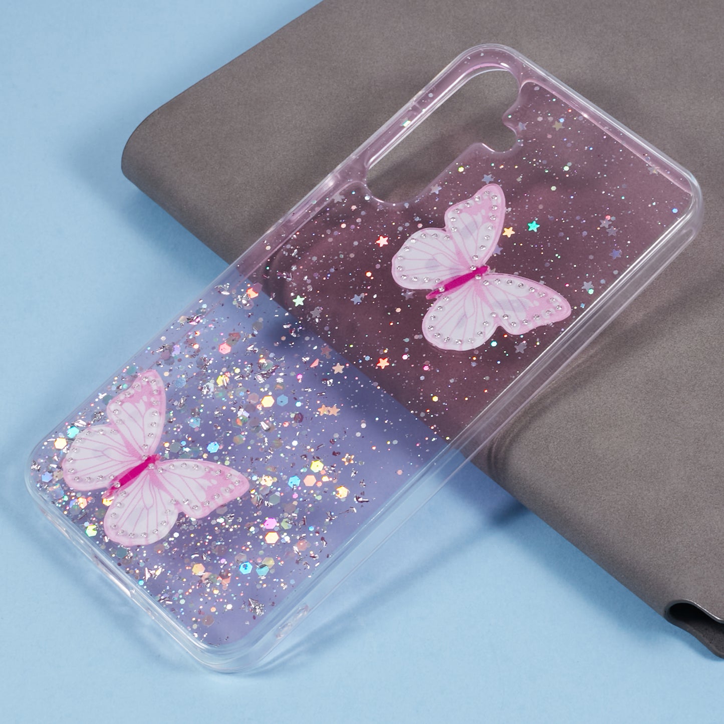 AW Series For Samsung Galaxy A16 5G / A16 4G Case Epoxy PVC Butterfly TPU Aesthetics Phone Cover - Pink