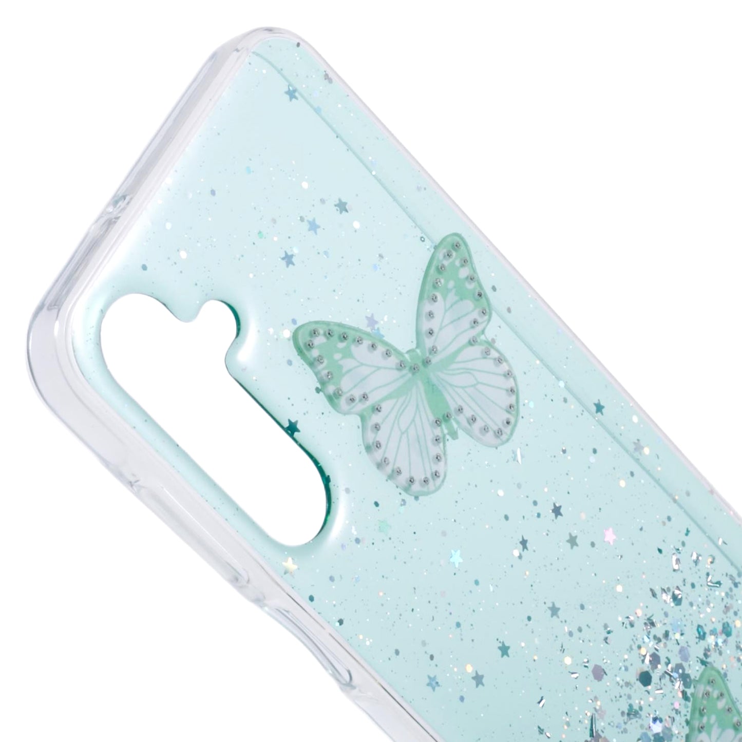 AW Series For Samsung Galaxy A16 5G / A16 4G Case Epoxy PVC Butterfly TPU Aesthetics Phone Cover - Green
