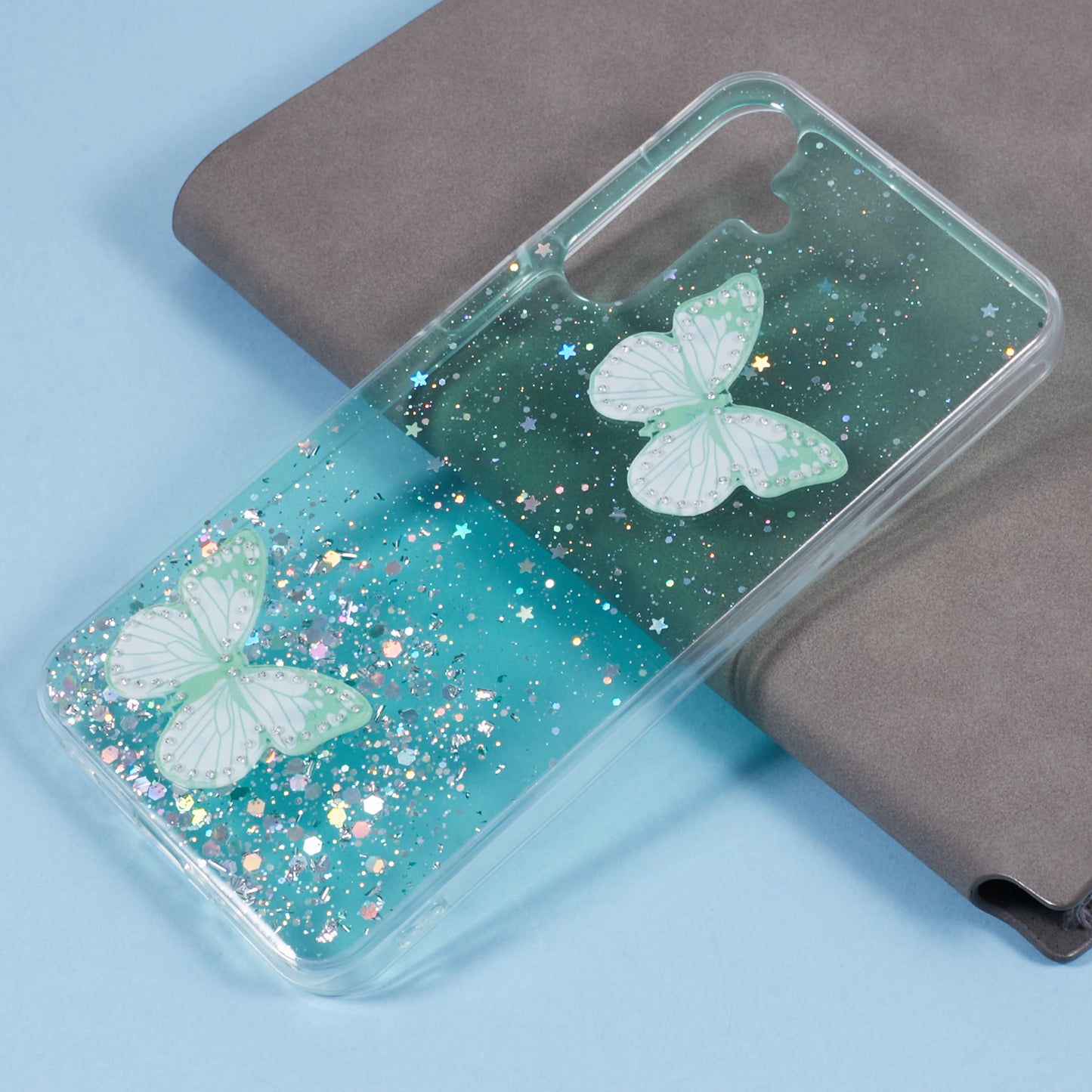 AW Series For Samsung Galaxy A16 5G / A16 4G Case Epoxy PVC Butterfly TPU Aesthetics Phone Cover - Green