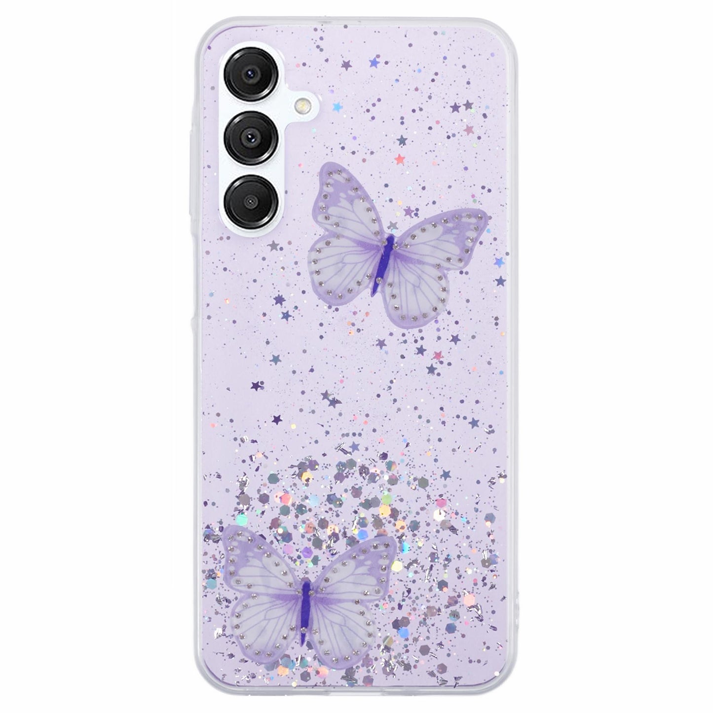 AW Series For Samsung Galaxy A16 5G / A16 4G Case Epoxy PVC Butterfly TPU Aesthetics Phone Cover - Purple