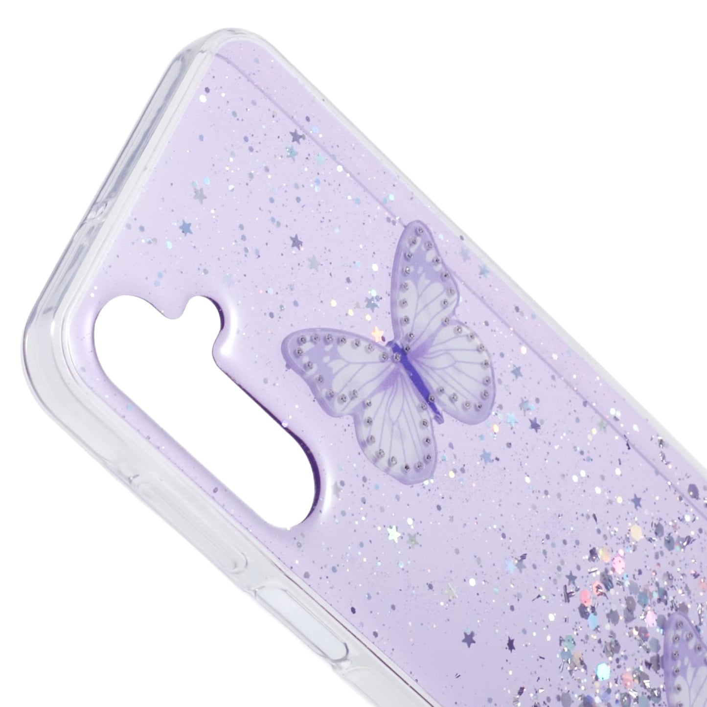 AW Series For Samsung Galaxy A16 5G / A16 4G Case Epoxy PVC Butterfly TPU Aesthetics Phone Cover - Purple