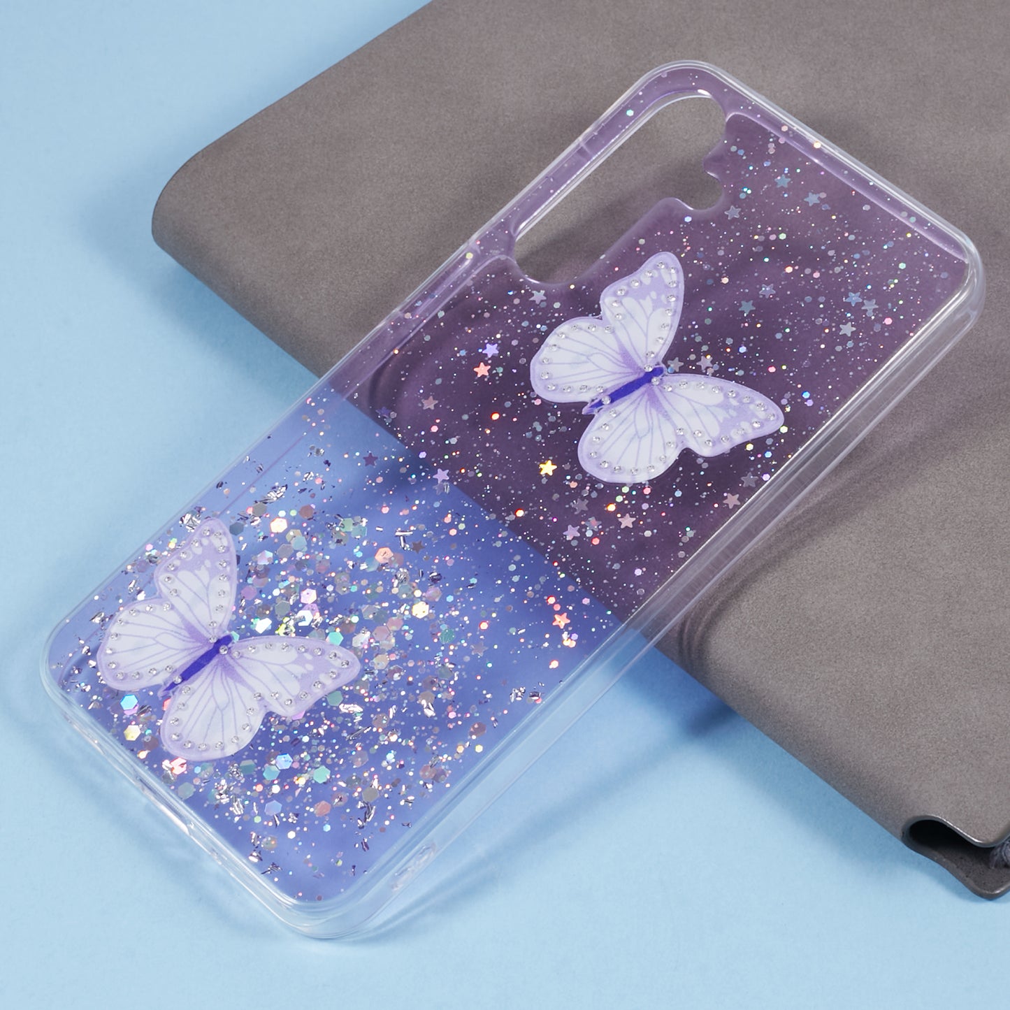 AW Series For Samsung Galaxy A16 5G / A16 4G Case Epoxy PVC Butterfly TPU Aesthetics Phone Cover - Purple