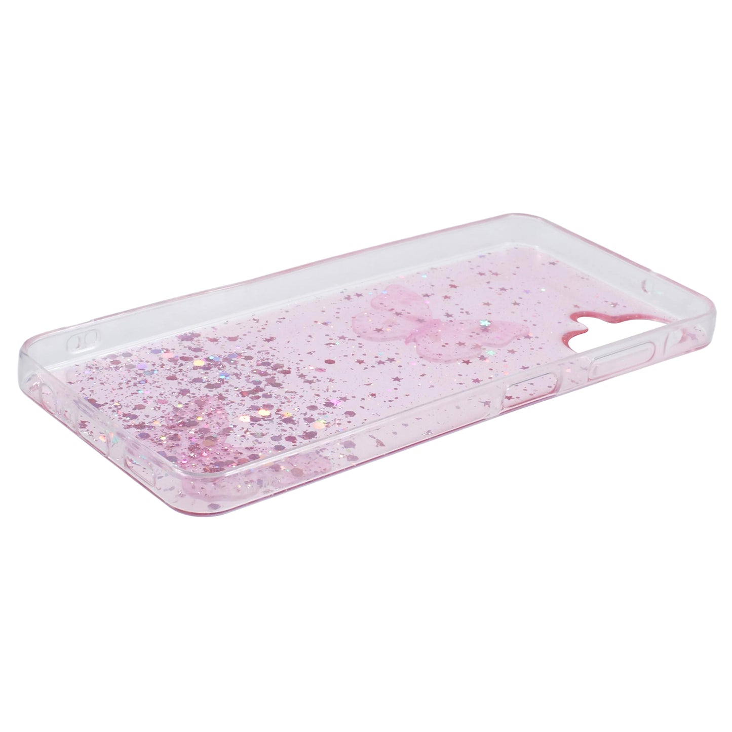 AW Series For Samsung Galaxy A06 Case Epoxy PVC Butterfly TPU Aesthetics Phone Cover - Pink