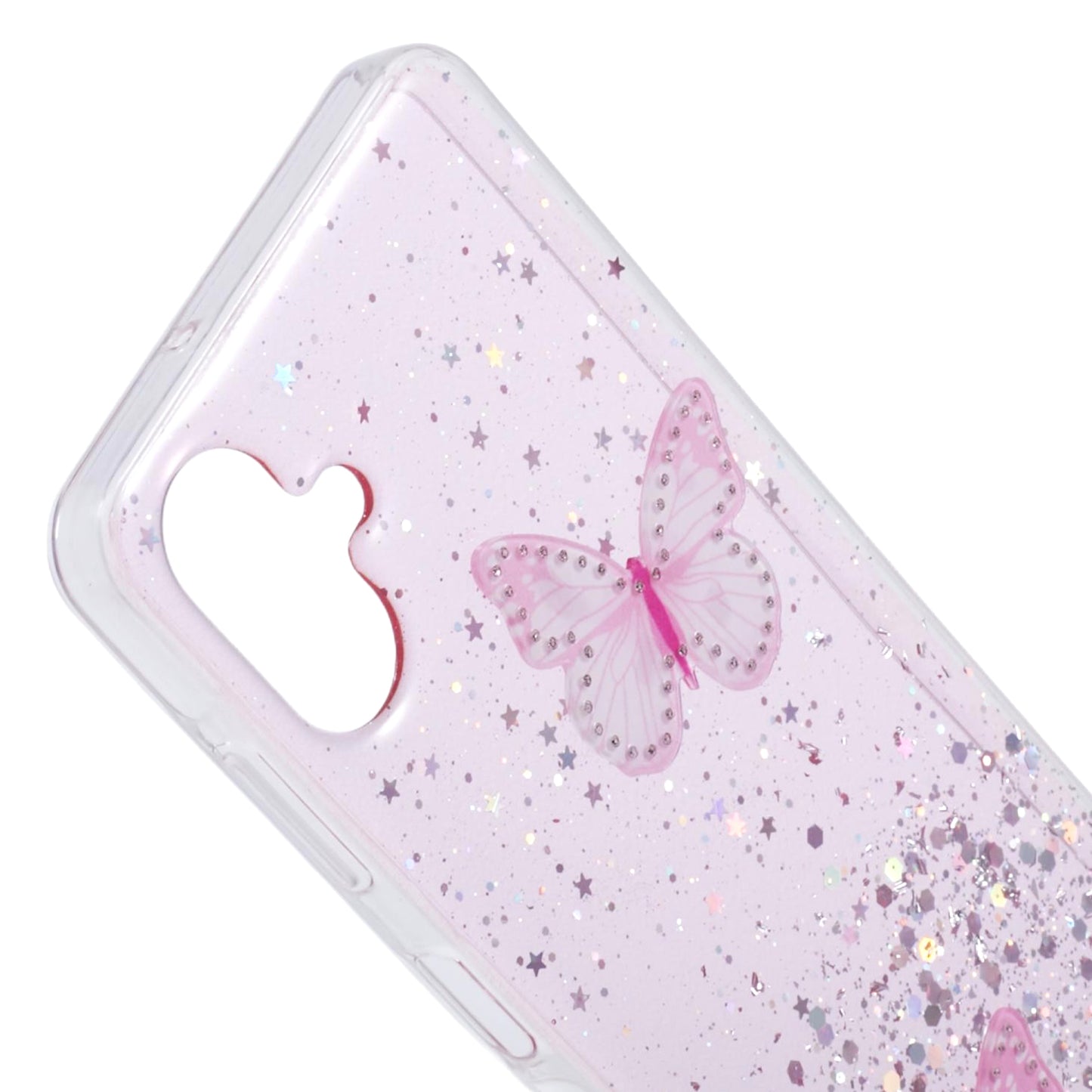 AW Series For Samsung Galaxy A06 Case Epoxy PVC Butterfly TPU Aesthetics Phone Cover - Pink