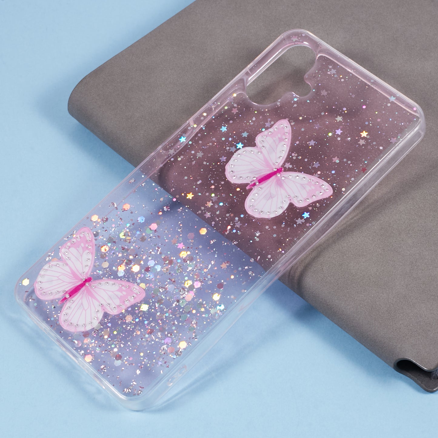 AW Series For Samsung Galaxy A06 Case Epoxy PVC Butterfly TPU Aesthetics Phone Cover - Pink