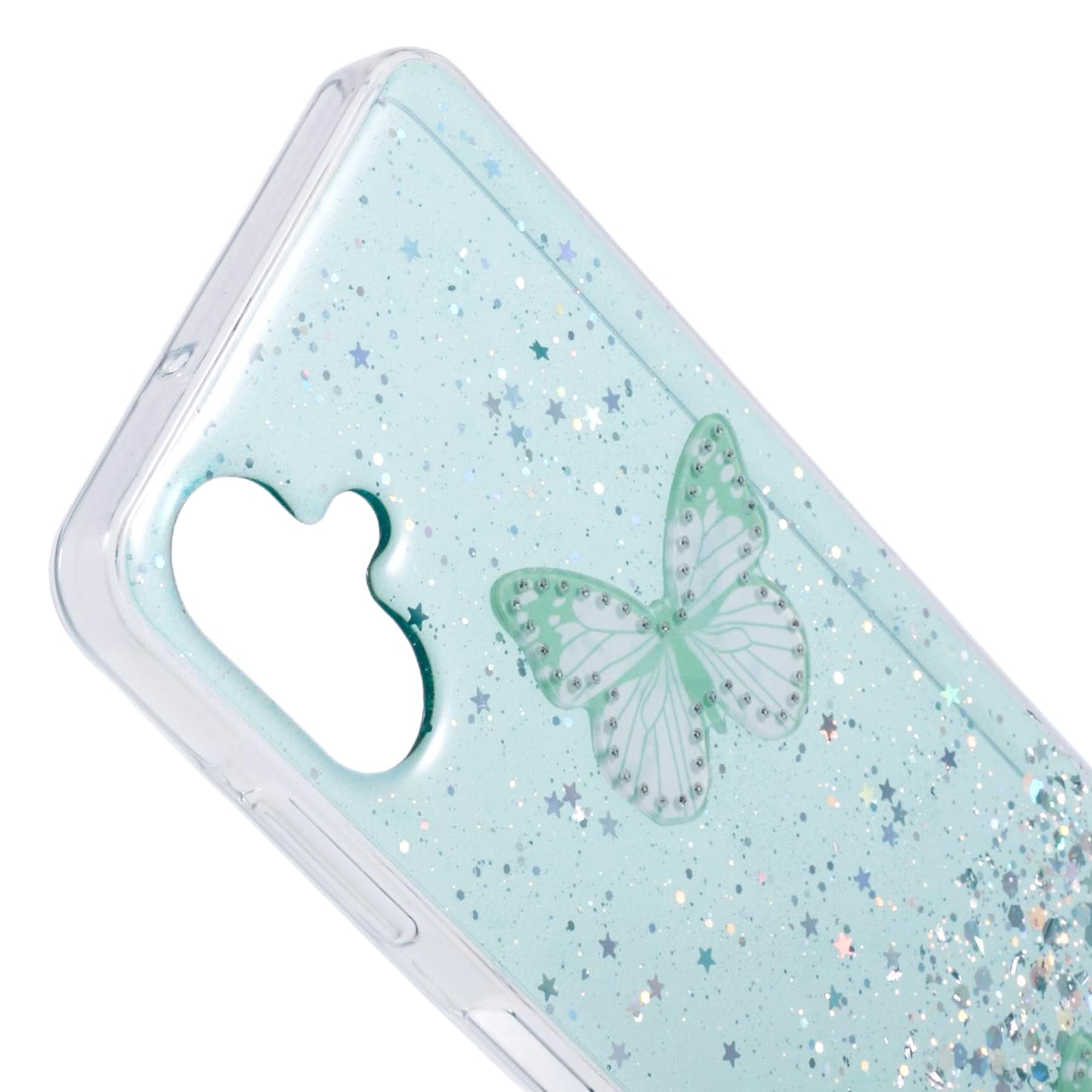 AW Series For Samsung Galaxy A06 Case Epoxy PVC Butterfly TPU Aesthetics Phone Cover - Green