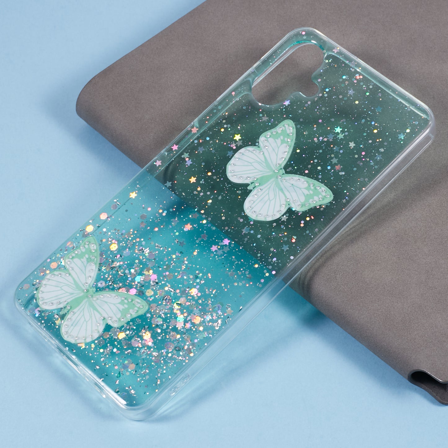 AW Series For Samsung Galaxy A06 Case Epoxy PVC Butterfly TPU Aesthetics Phone Cover - Green