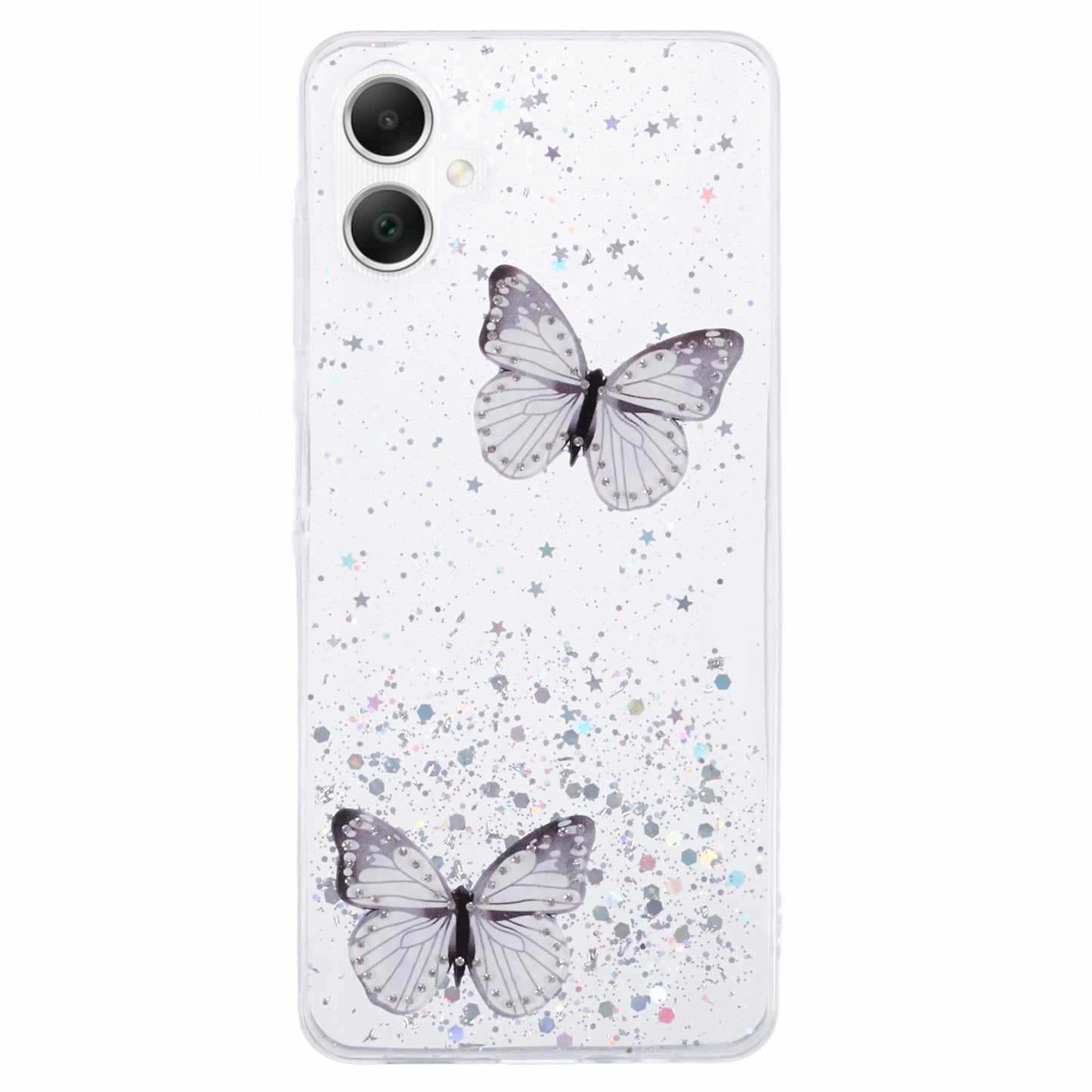 AW Series For Samsung Galaxy A06 Case Epoxy PVC Butterfly TPU Aesthetics Phone Cover - White