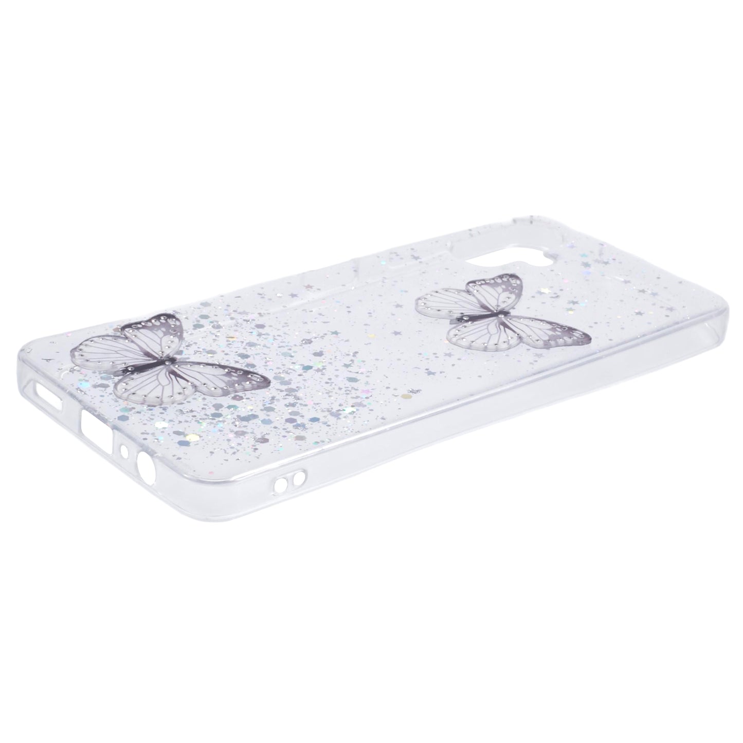 AW Series For Samsung Galaxy A06 Case Epoxy PVC Butterfly TPU Aesthetics Phone Cover - White