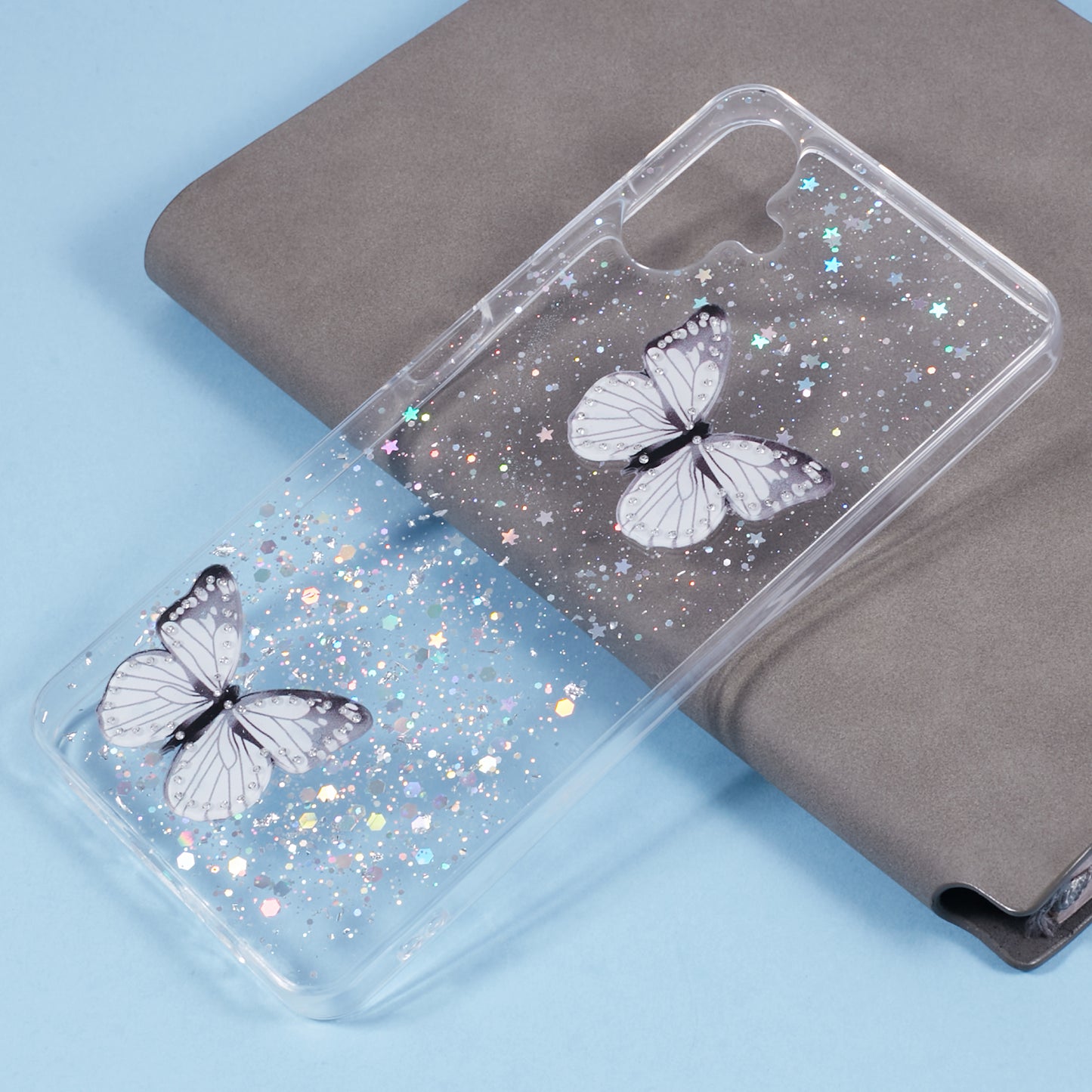 AW Series For Samsung Galaxy A06 Case Epoxy PVC Butterfly TPU Aesthetics Phone Cover - White