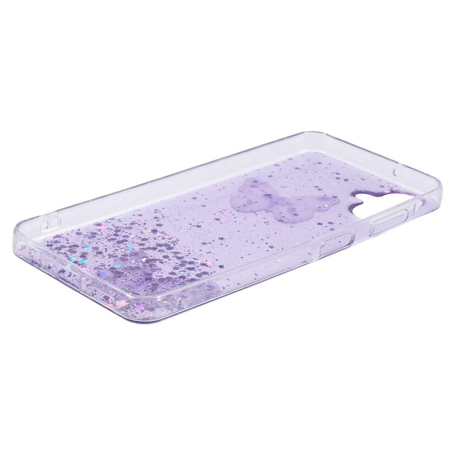 AW Series For Samsung Galaxy A06 Case Epoxy PVC Butterfly TPU Aesthetics Phone Cover - Purple