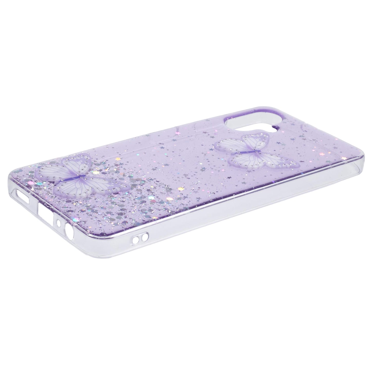 AW Series For Samsung Galaxy A06 Case Epoxy PVC Butterfly TPU Aesthetics Phone Cover - Purple