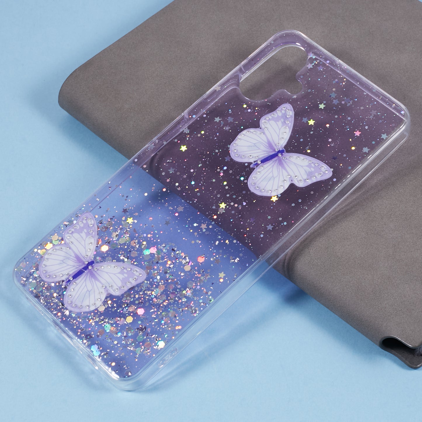AW Series For Samsung Galaxy A06 Case Epoxy PVC Butterfly TPU Aesthetics Phone Cover - Purple