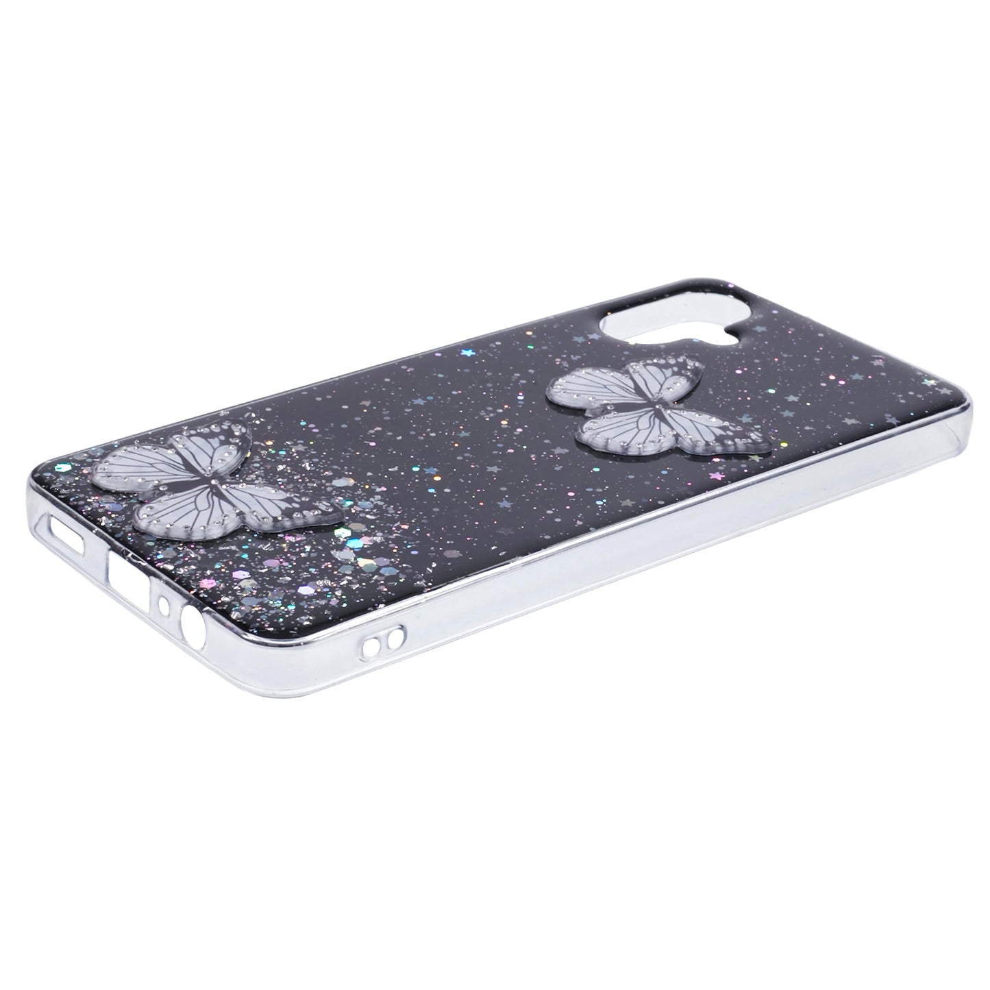 AW Series For Samsung Galaxy A06 Case Epoxy PVC Butterfly TPU Aesthetics Phone Cover - Black