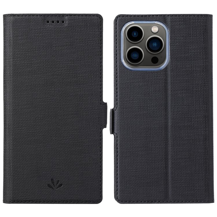VILI DMK Series for iPhone 16 Pro Case Stand Wallet Leather Phone Cover - Black