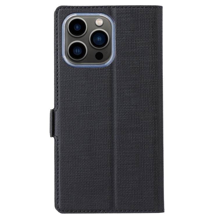 VILI DMK Series for iPhone 16 Pro Case Stand Wallet Leather Phone Cover - Black