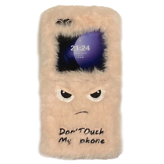 KJS-020 For Samsung Galaxy Z Flip7 FE 5G / Z Flip6 5G Case Humorous Face Soft Plush Hard PC Phone Cover - Pink