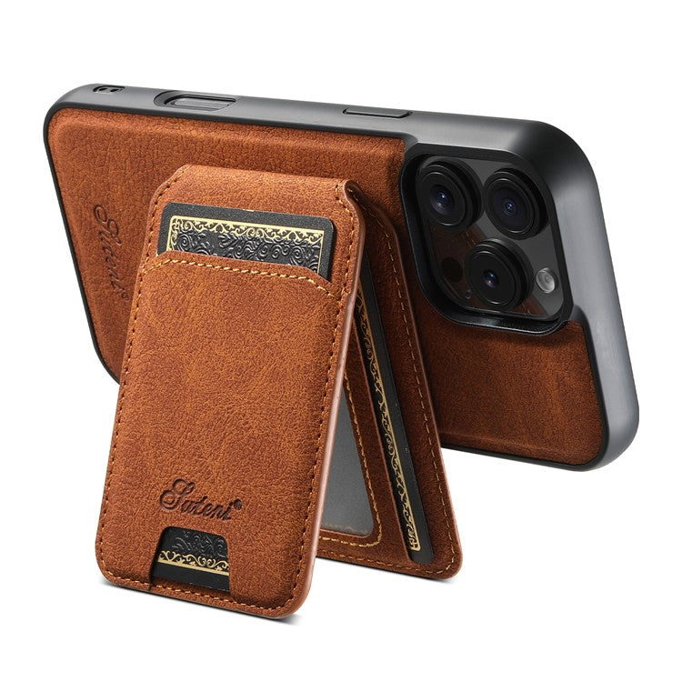 SUTENI H16 For iPhone 16 Pro Magnetic Case Kickstand Phone Cover Detachable Card Holder - Khaki