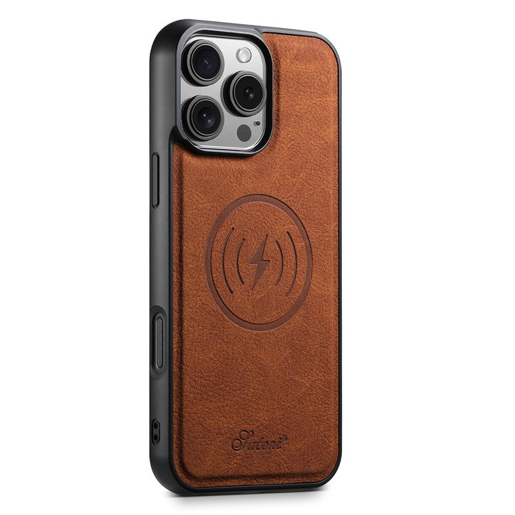 SUTENI H16 For iPhone 16 Pro Magnetic Case Kickstand Phone Cover Detachable Card Holder - Khaki