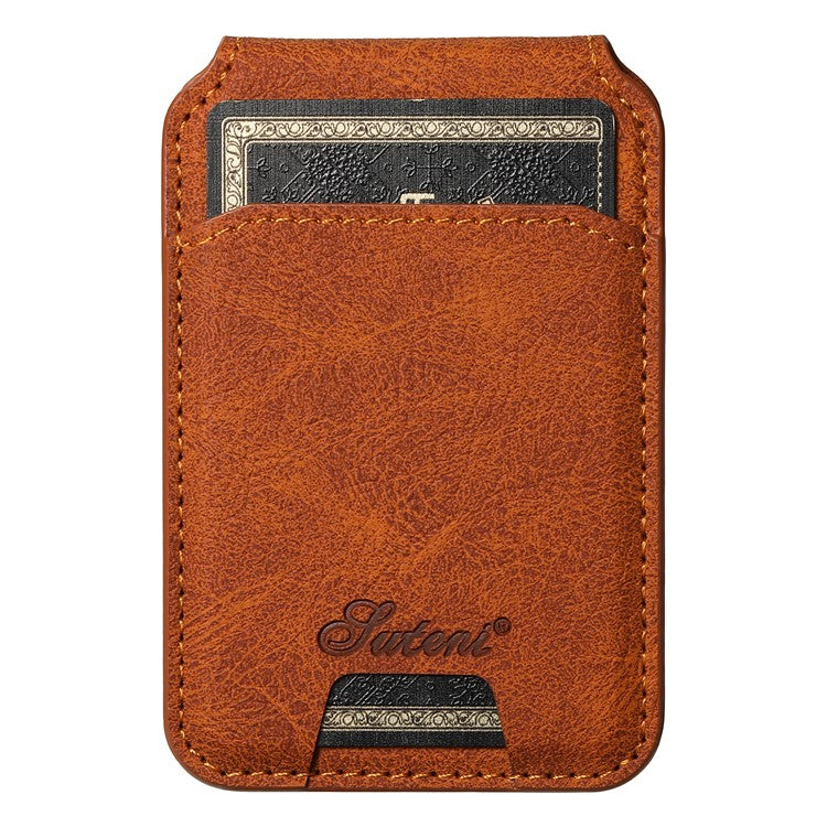 SUTENI H16 For iPhone 16 Pro Magnetic Case Kickstand Phone Cover Detachable Card Holder - Khaki