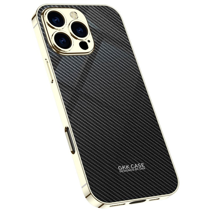 GKK For iPhone 16 Pro Case Carbon Fiber Pattern PC+TPU Protective Phone Cover - Gold