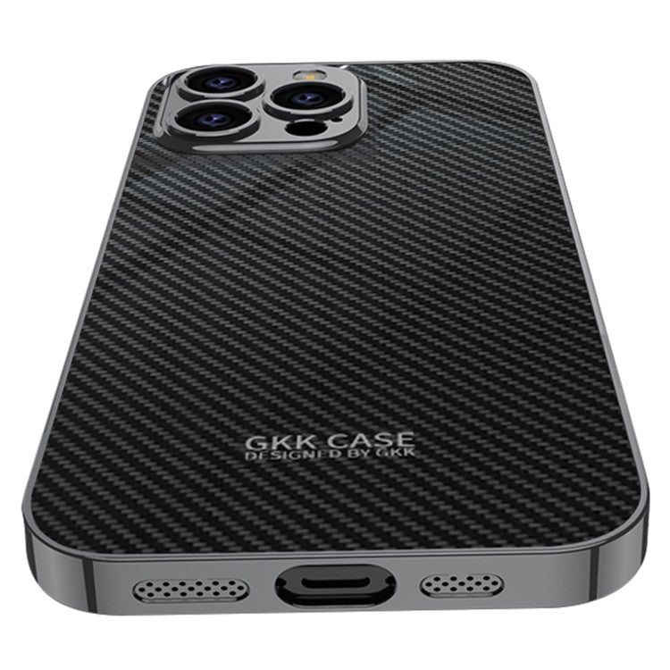 GKK For iPhone 16 Pro Case Carbon Fiber Pattern PC+TPU Protective Phone Cover - Gold