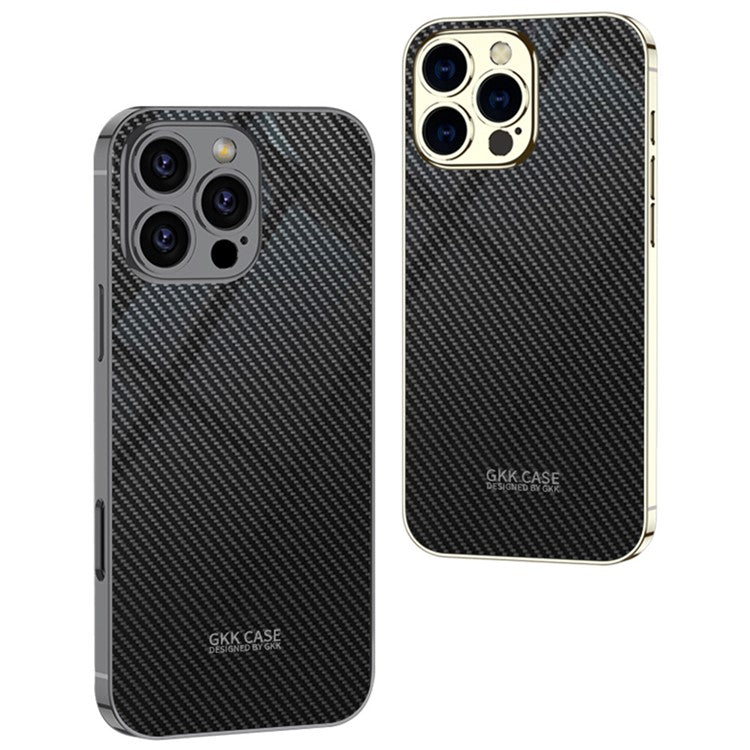 GKK For iPhone 16 Pro Case Carbon Fiber Pattern PC+TPU Protective Phone Cover - Gold