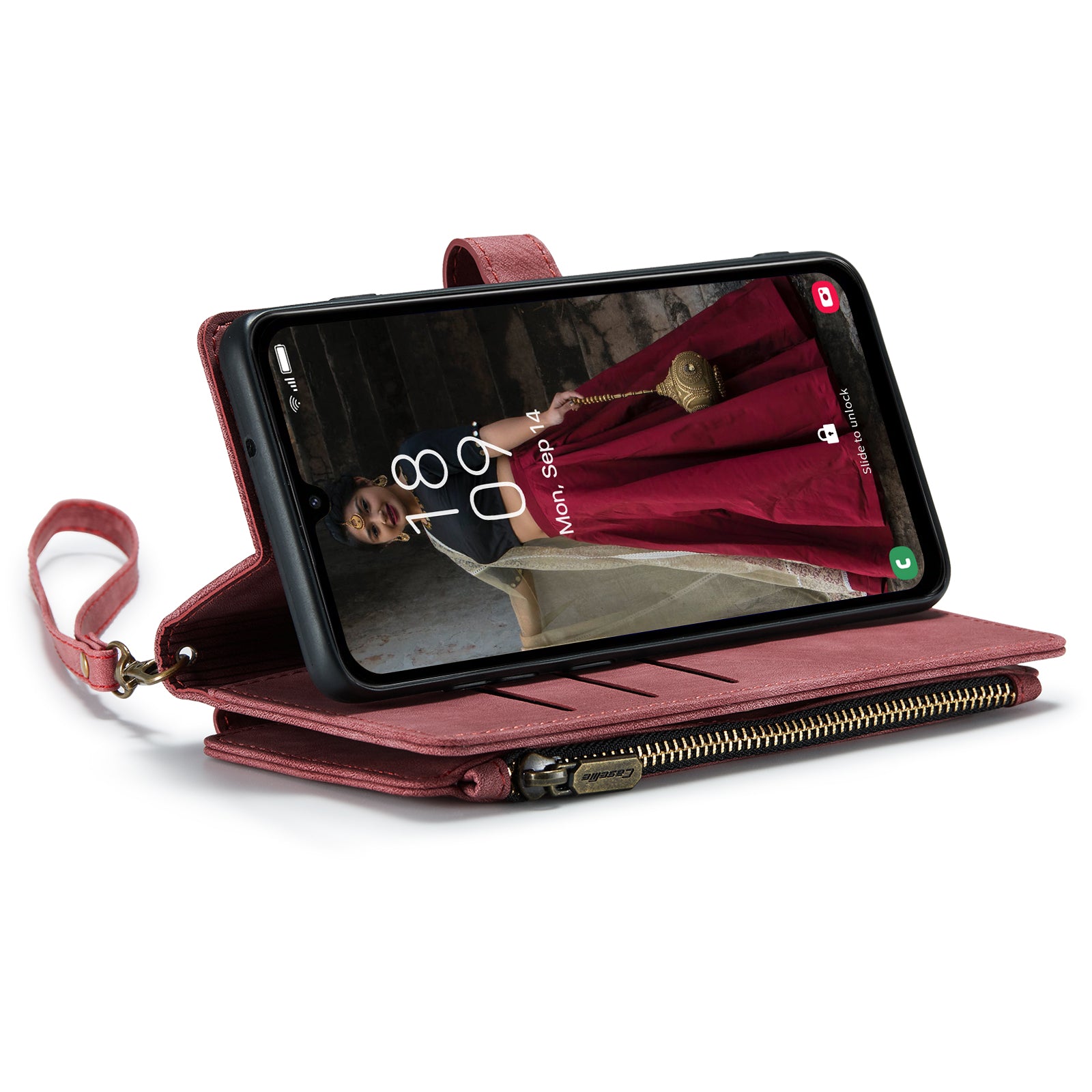 For Samsung Galaxy A16 5G / A16 4G Case CASEME C30 Series PU Leather 10 Card Slots Wallet Phone Cover - Red