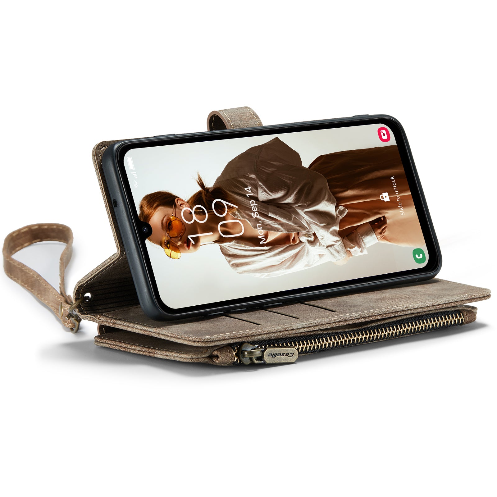 For Samsung Galaxy A16 5G / A16 4G Case CASEME C30 Series PU Leather 10 Card Slots Wallet Phone Cover - Brown