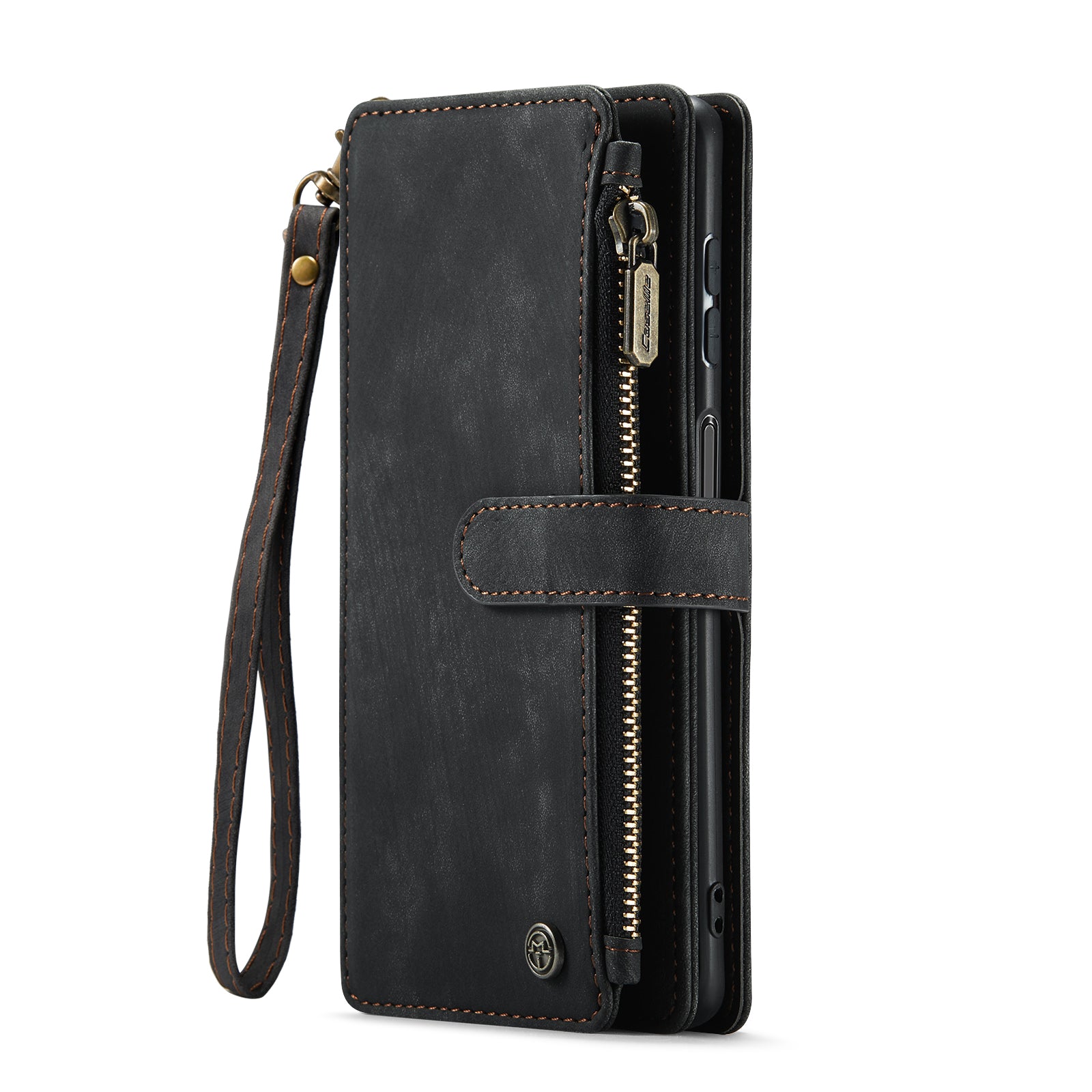 For Samsung Galaxy A16 5G / A16 4G Case CASEME C30 Series PU Leather 10 Card Slots Wallet Phone Cover - Black
