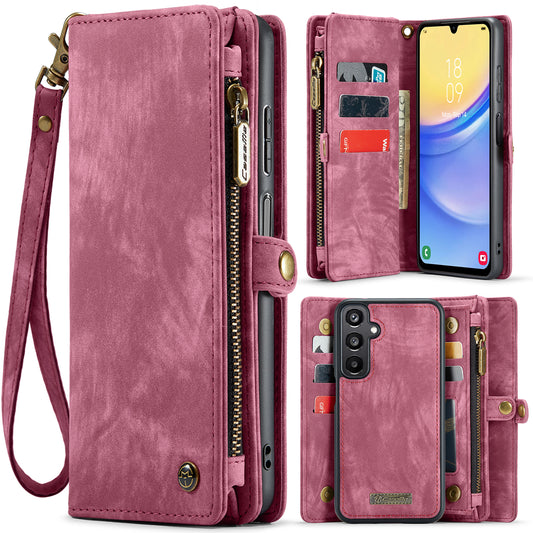 For Samsung Galaxy A16 5G / A16 4G Case CASEME 008 Series Detachable Leather Zipper Wallet Phone Cover - Red