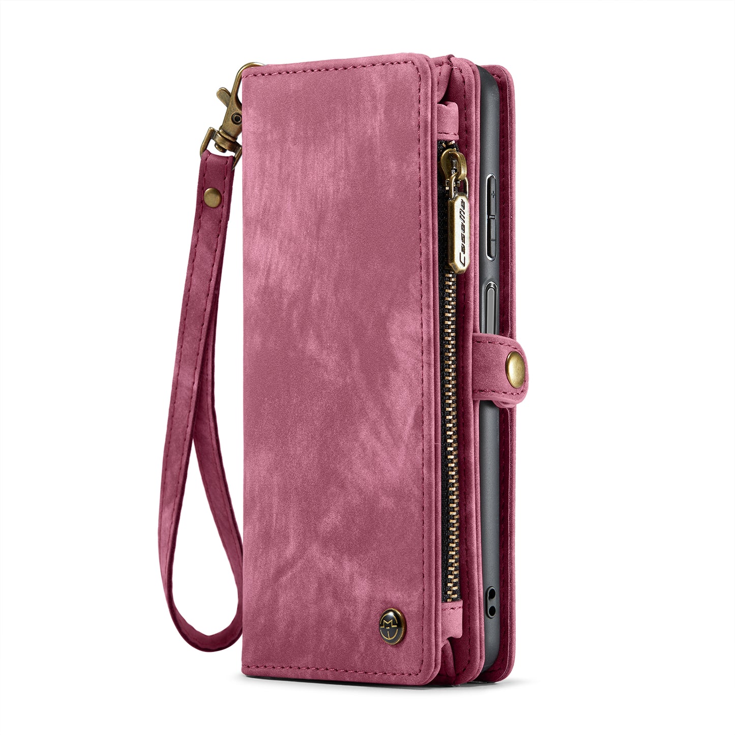 For Samsung Galaxy A16 5G / A16 4G Case CASEME 008 Series Detachable Leather Zipper Wallet Phone Cover - Red