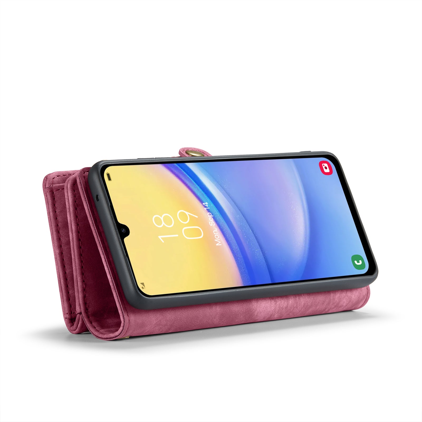 For Samsung Galaxy A16 5G / A16 4G Case CASEME 008 Series Detachable Leather Zipper Wallet Phone Cover - Red