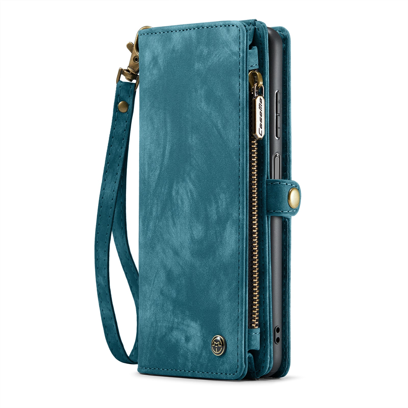 For Samsung Galaxy A16 5G / A16 4G Case CASEME 008 Series Detachable Leather Zipper Wallet Phone Cover - Blue