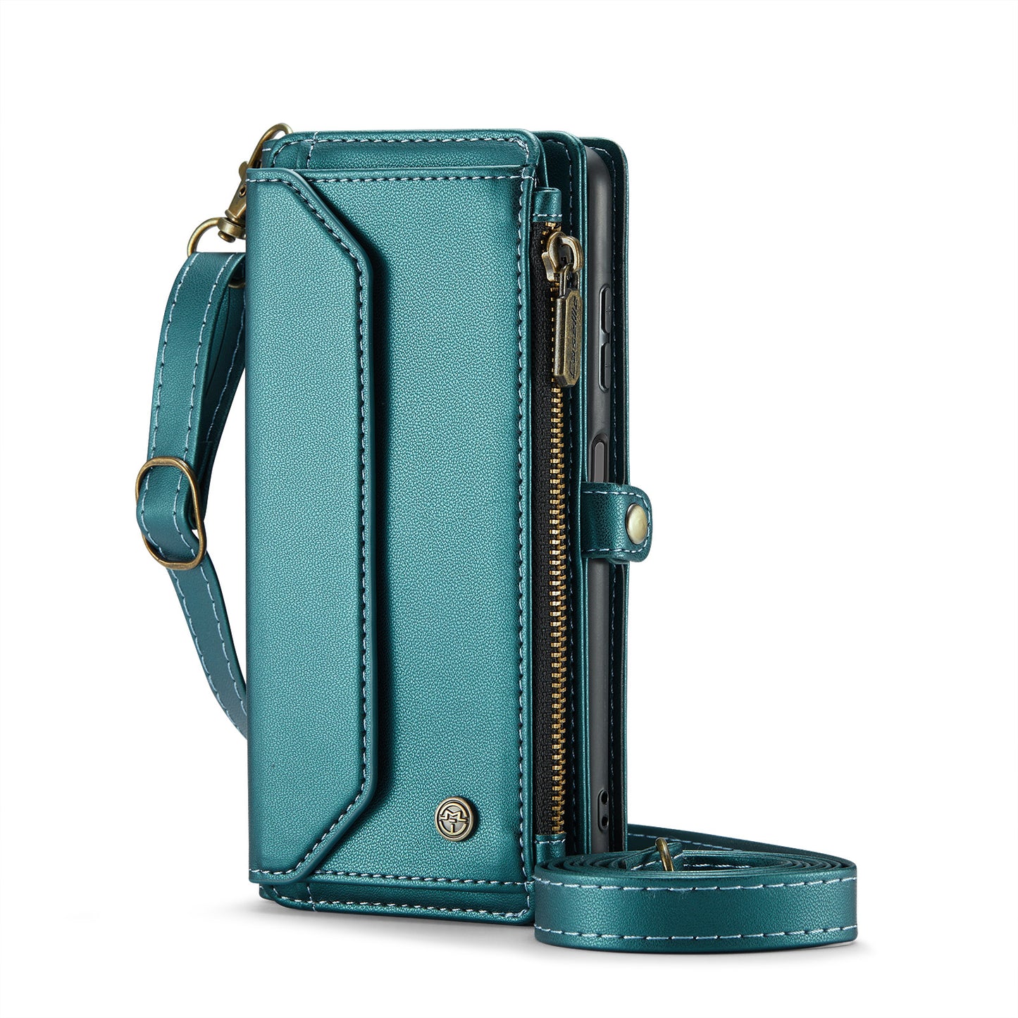 For Samsung Galaxy A16 5G / A16 4G Case CASEME C36 Series  Zipper Wallet Leather Phone Cover with Straps - Green