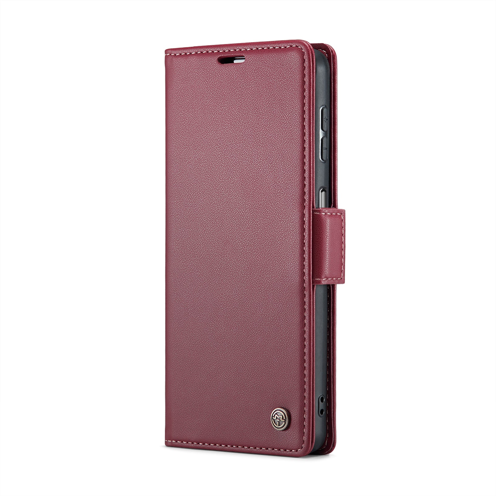For Samsung Galaxy A16 5G / A16 4G Case CASEME 023 Series RFID Blocking Glossy Stand Phone Cover - Red