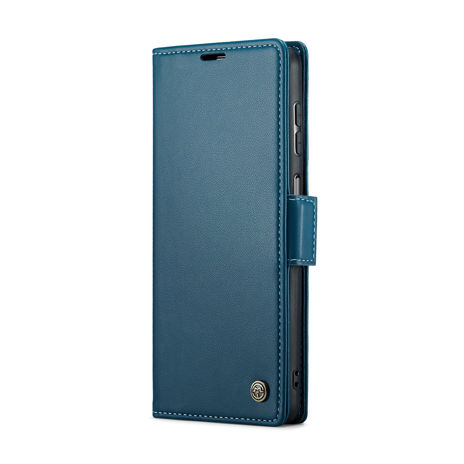 For Samsung Galaxy A16 5G / A16 4G Case CASEME 023 Series RFID Blocking Glossy Stand Phone Cover - Blue