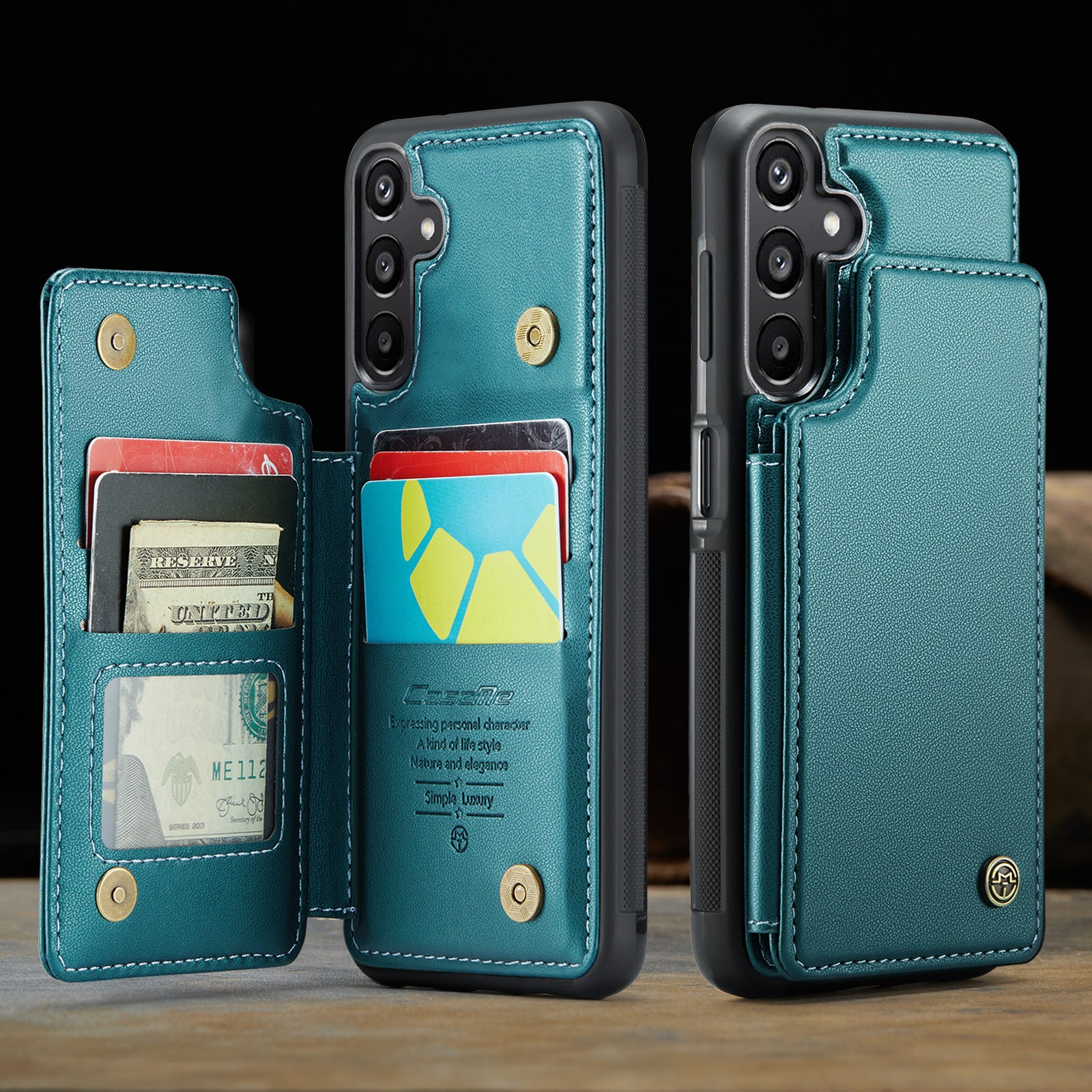 For Samsung Galaxy A16 5G / A16 4G Case CASEME C22 Series  Leather+TPU Cover RFID Blocking 5 Card Slots - Green