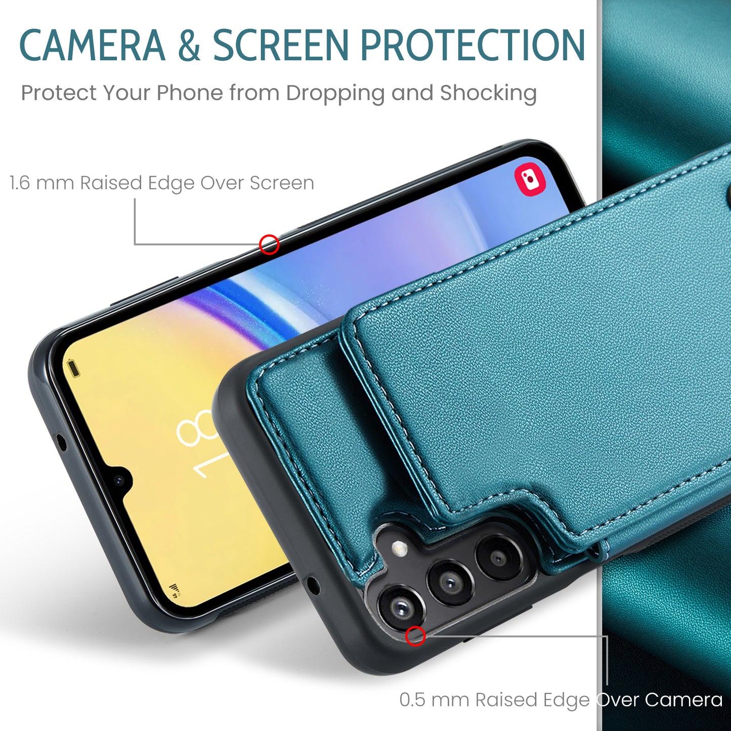 For Samsung Galaxy A16 5G / A16 4G Case CASEME C22 Series  Leather+TPU Cover RFID Blocking 5 Card Slots - Green