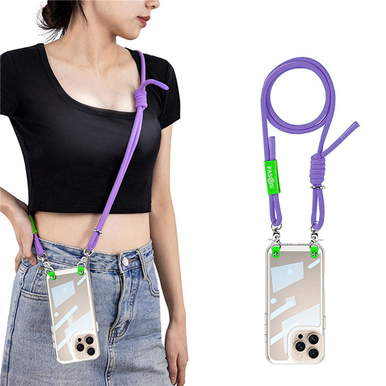 GKK For iPhone 16 Pro Clear Case Anti-Drop PC+TPU Phone Cover with Shoulder Strap - Purple