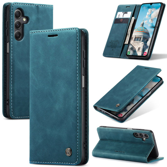 For Samsung Galaxy A16 5G / A16 4G Case CASEME 013 Series Card Holder Stand Leather Phone Cover - Blue