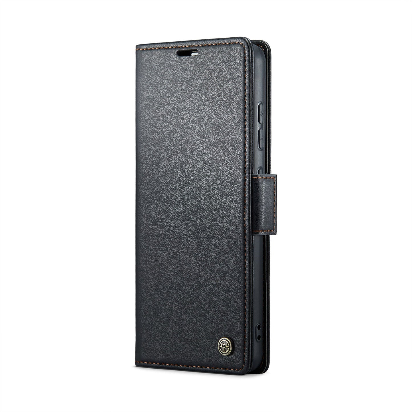 For Samsung Galaxy S24 FE Case CASEME 023 Series RFID Blocking Glossy Stand Phone Cover - Black