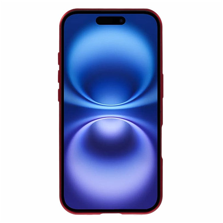 For iPhone 16 Plus Case Magnetic Adsorption Double Sides Tempered Glass+Metal Phone Cover with Buckle - Red