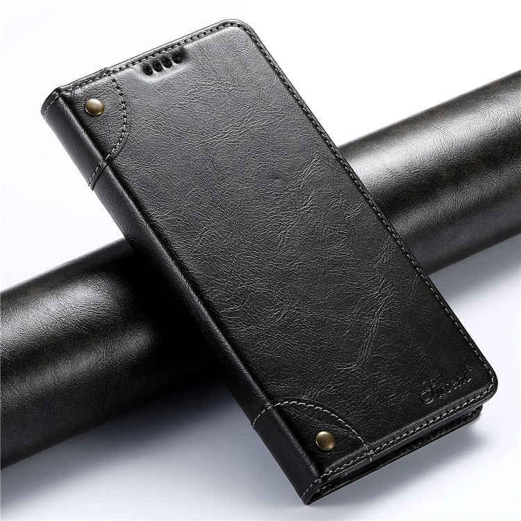 SUTENI For iPhone 16 Pro Case PU Leather Stand Wallet Phone Cover - Black